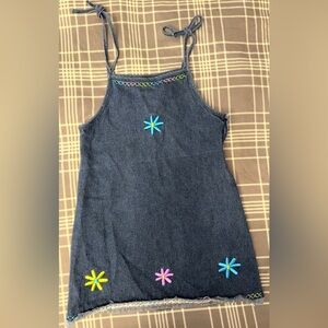 Disney Kids Blue Denim Dress with Floral Embroidery size 6X